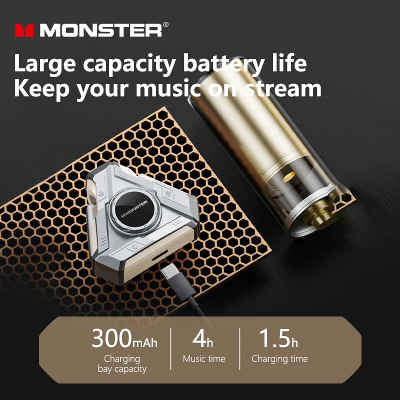 Monster XKT22 Wireless Gaming Earbuds – Bluetooth 5.4 Noise Reduction TWS Headphones