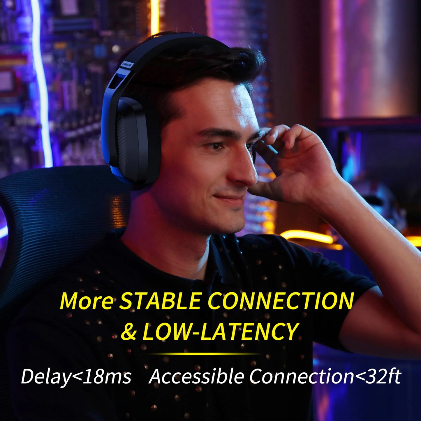BINNUNE BW06 Wireless Gaming Headset – 2.4GHz & Bluetooth with Flip Mic for PS5, PS4, PC, Mac