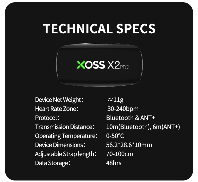 X2 Pro Heart Rate Monitor – Advanced Chest Strap Sensor with Rechargeable Battery and Multi-Sport Compatibility