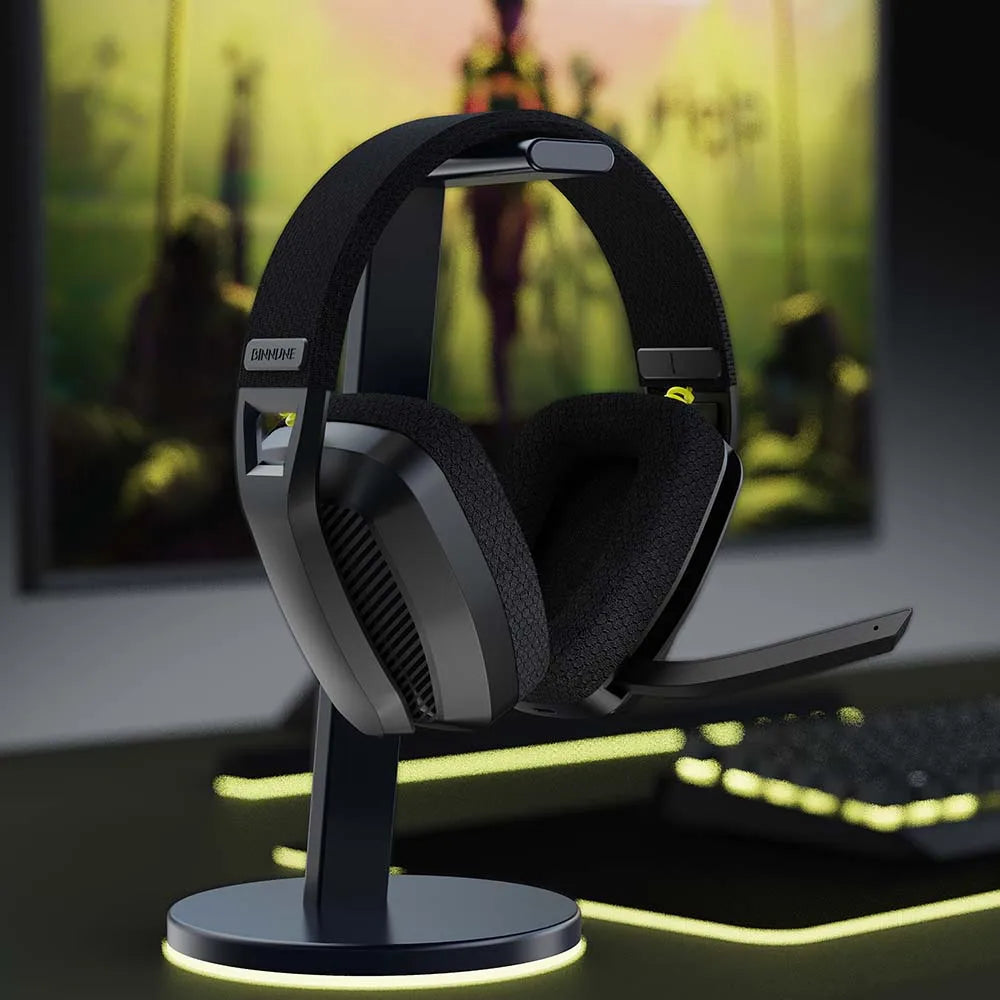 BINNUNE BW06 Wireless Gaming Headset – 2.4GHz & Bluetooth with Flip Mic for PS5, PS4, PC, Mac