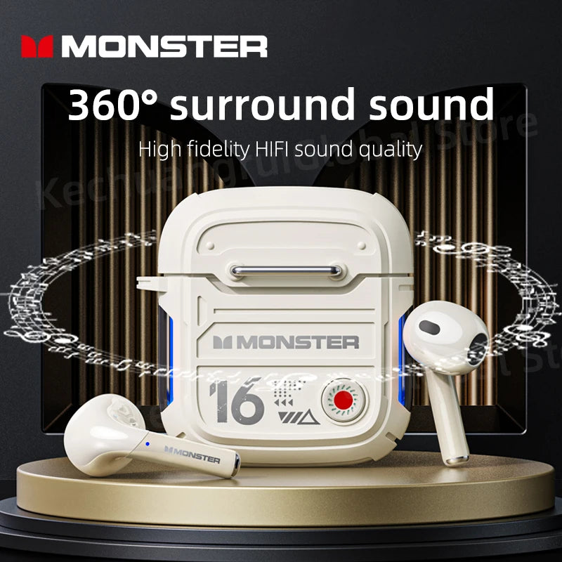 Monster XKT16 Bluetooth 5.3 Wireless Earphones TWS Noise Reduction Sports Earbuds