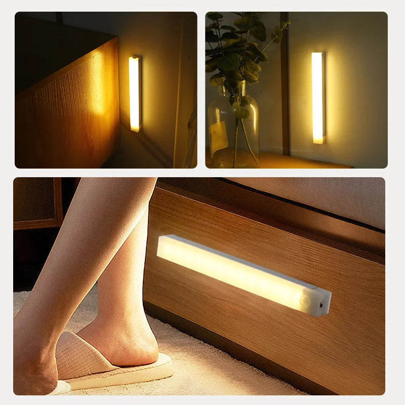 USB‑C Rechargeable Motion Sensor LED Bar Light – Induction Night Light for Kitchen, Wardrobe, Closet, Bedside