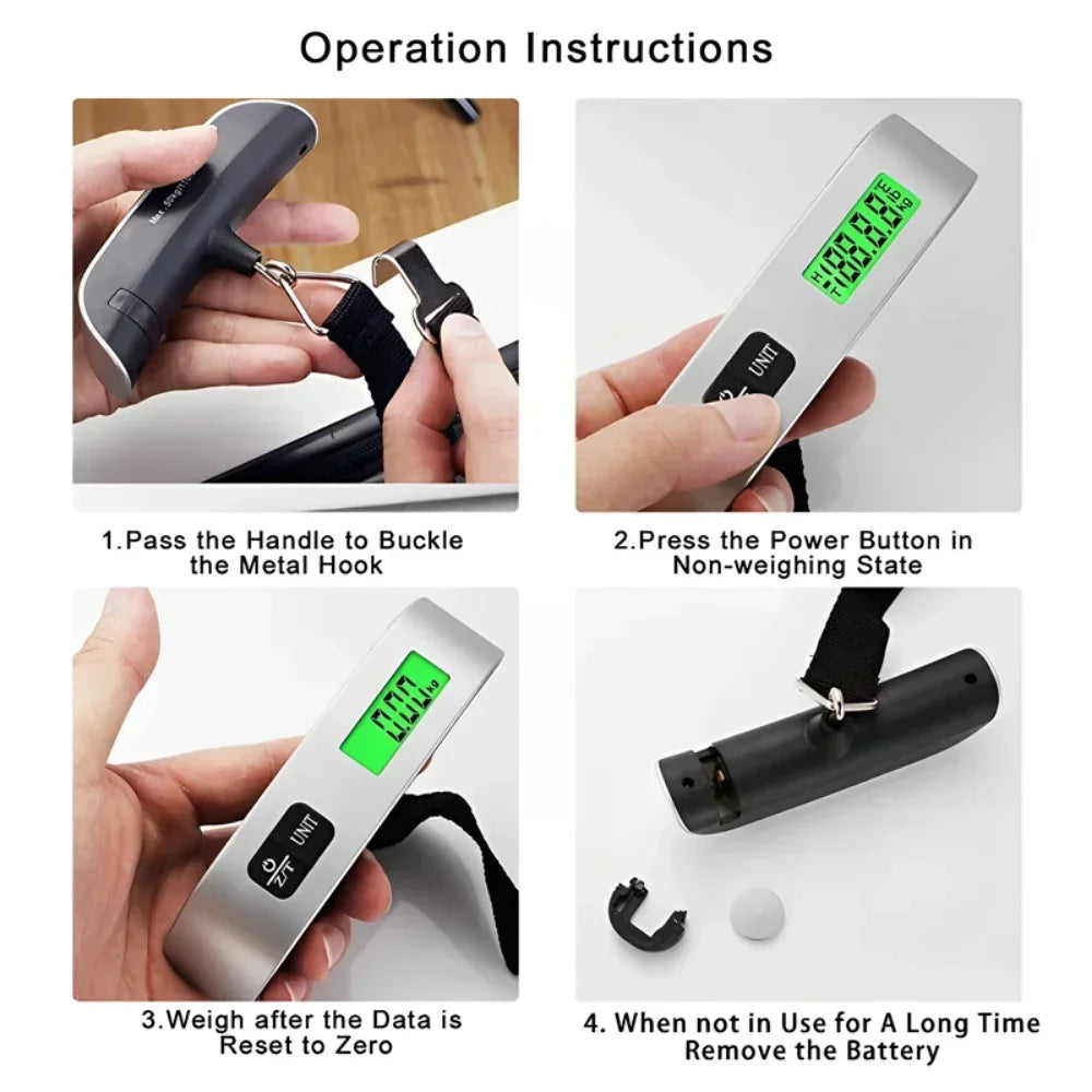50kg/110lb Portable Digital Luggage Weight Scale – Travel Smart & Avoid Overweight Fees