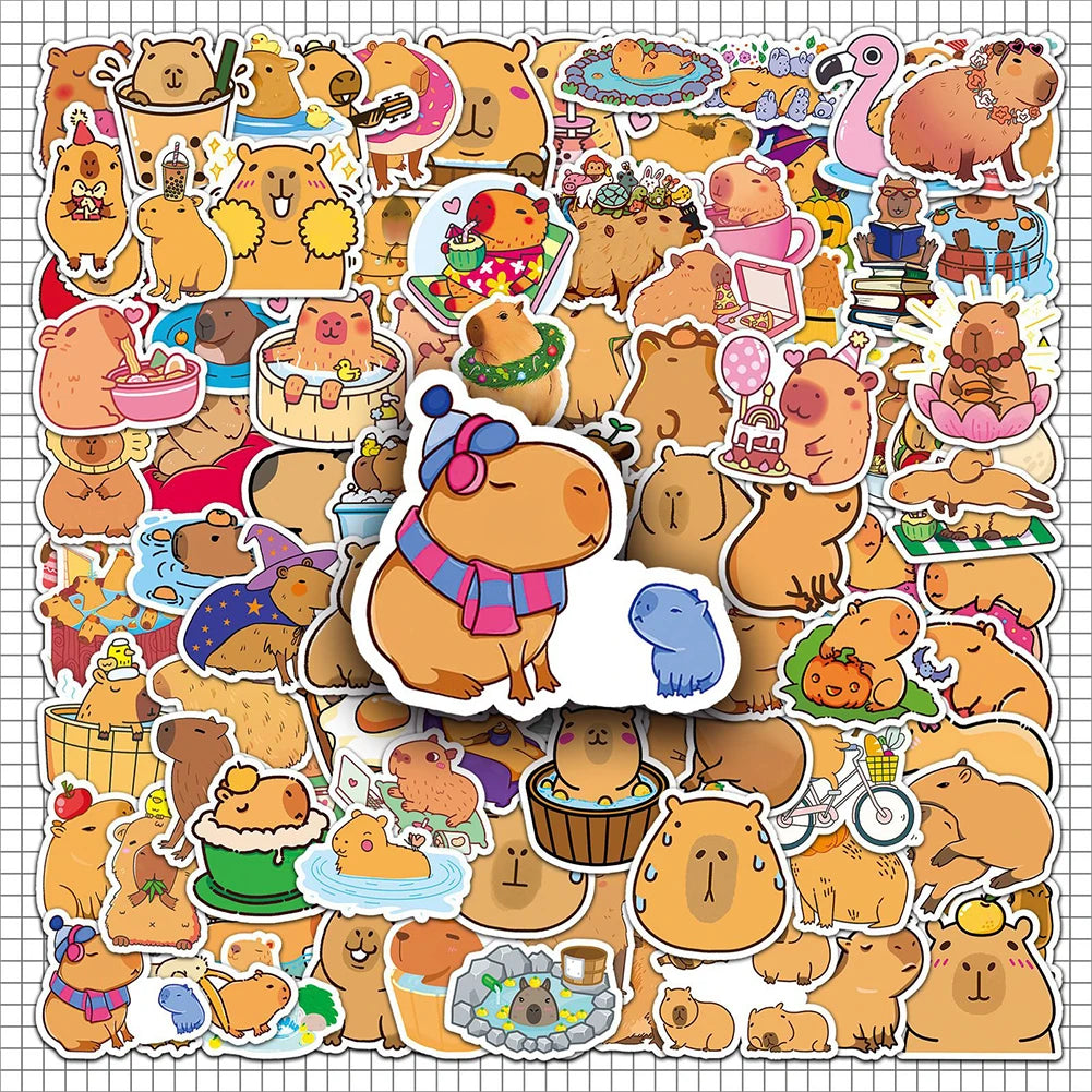 100Pcs Cute Capybara Stickers