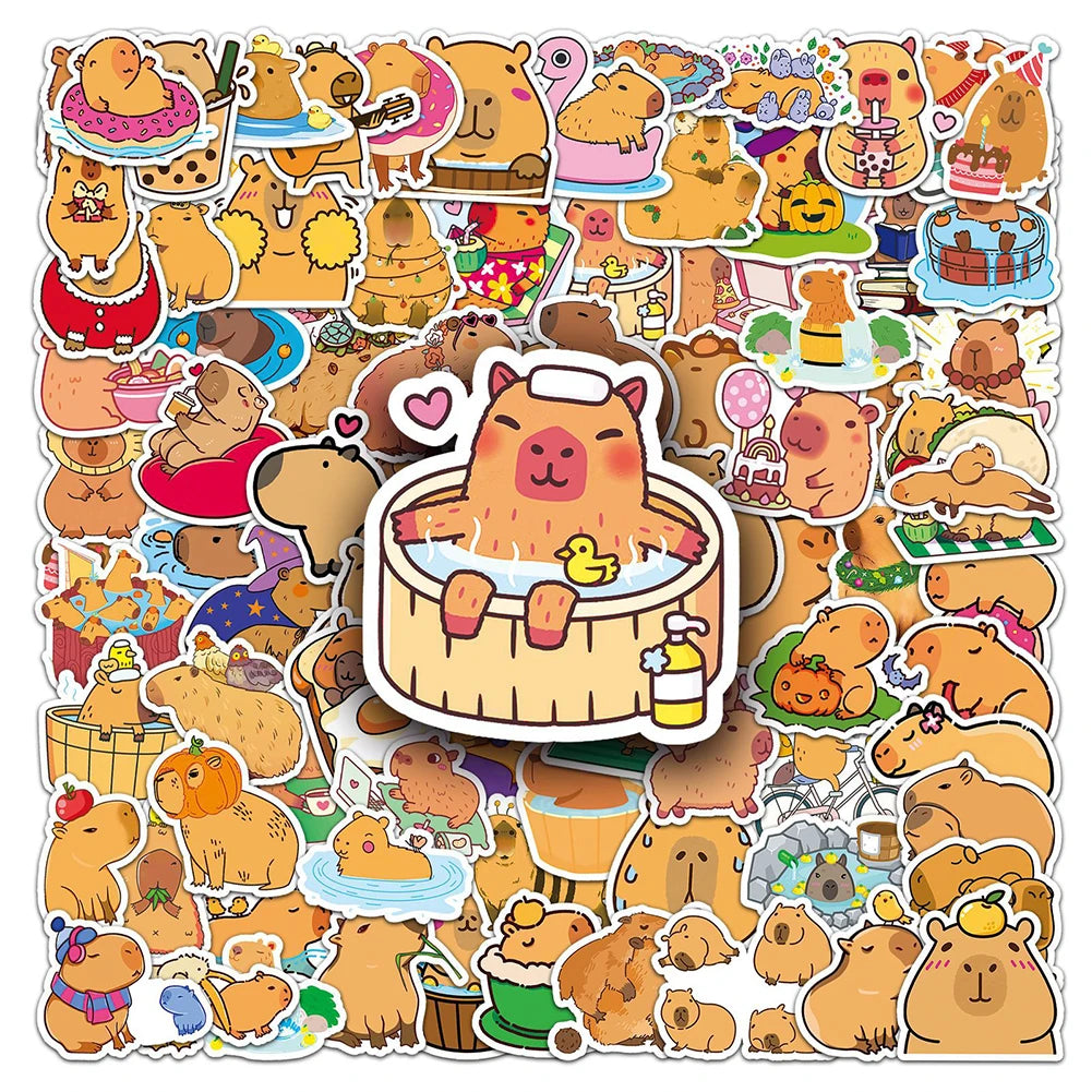 100Pcs Cute Capybara Stickers