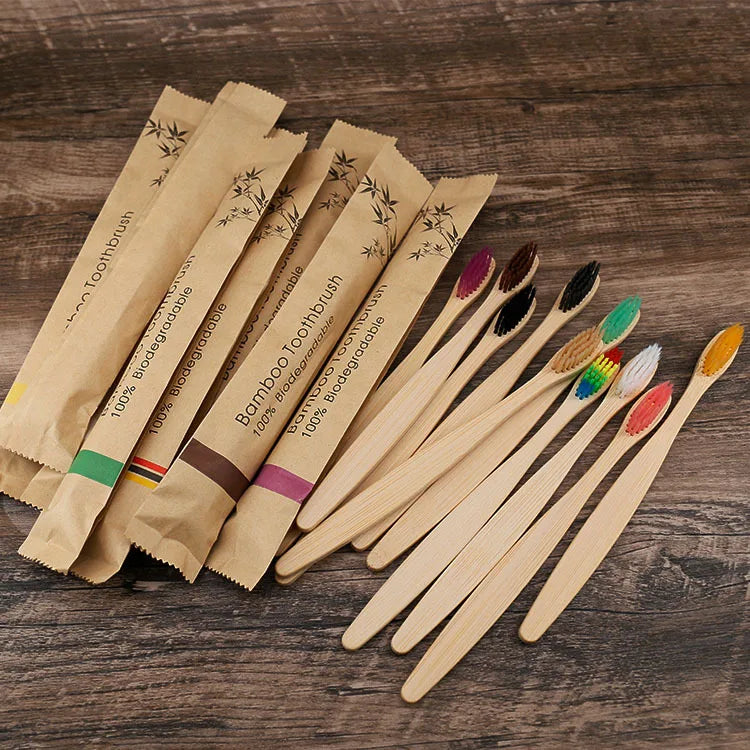 ECO-FRIENDLY Bamboo Toothbrush Soft Bristle Charcoal Teeth Whitening Bamboo Toothbrushes