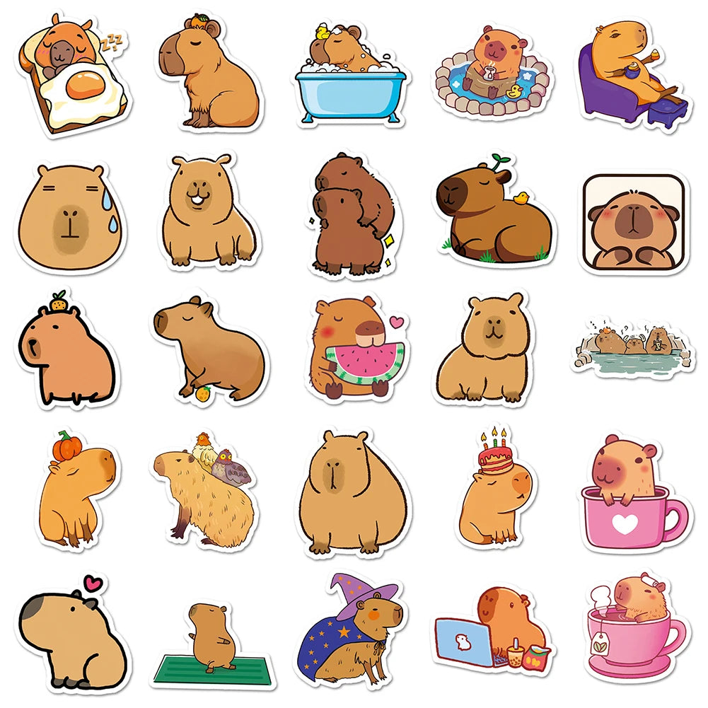 100Pcs Cute Capybara Stickers