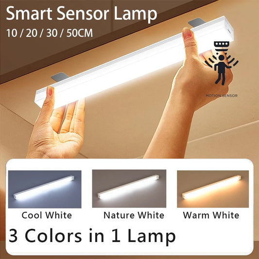 USB‑C Rechargeable Motion Sensor LED Bar Light – Induction Night Light for Kitchen, Wardrobe, Closet, Bedside