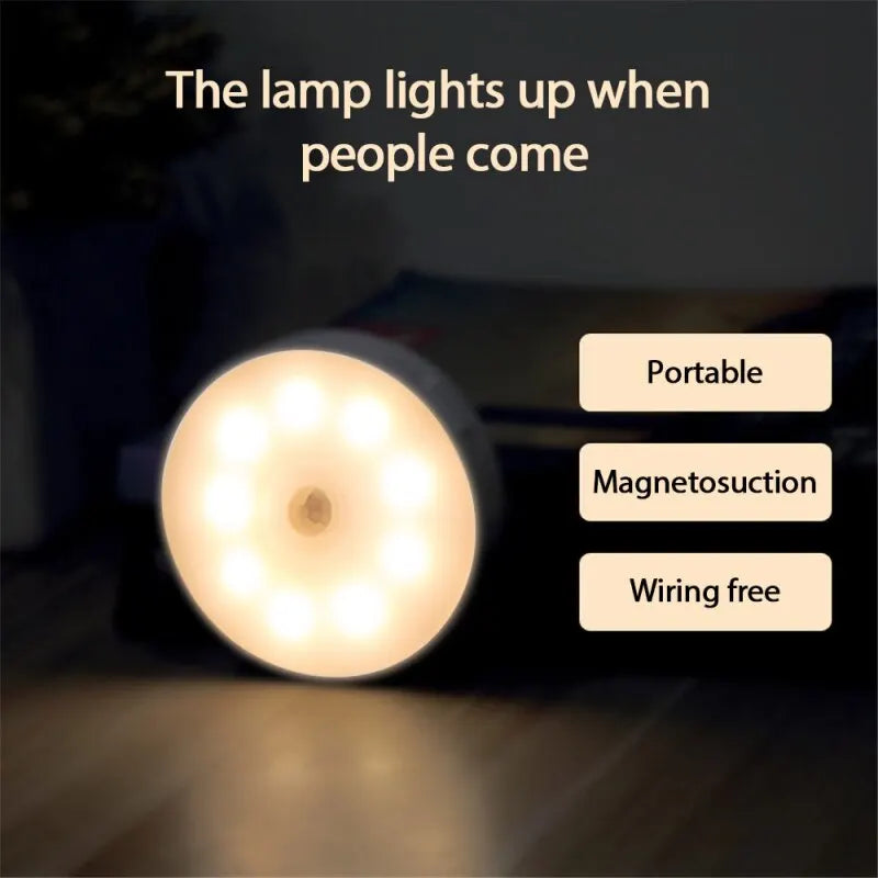 Smart Motion Sensor Night Lamp – USB Rechargeable, Magnetic Suction, Adaptive Auto‑Light