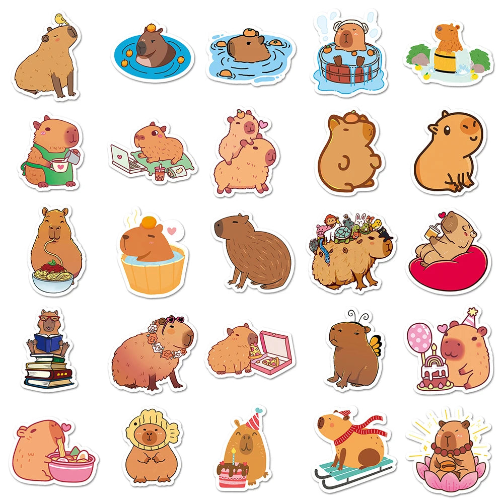 100Pcs Cute Capybara Stickers