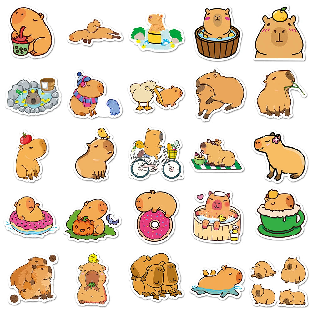 100Pcs Cute Capybara Stickers