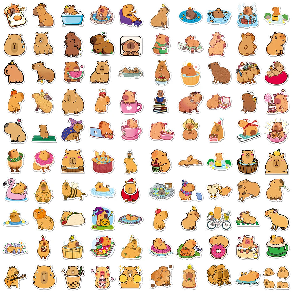 100Pcs Cute Capybara Stickers