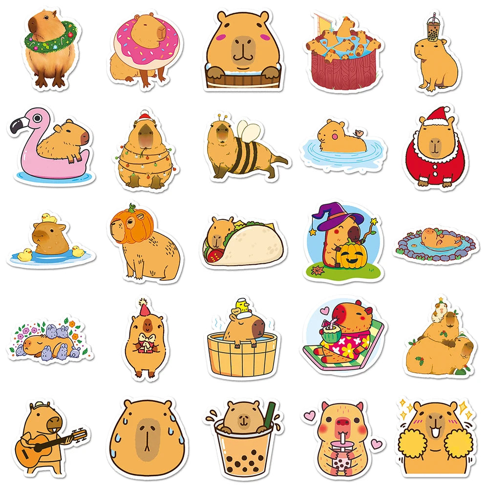 100Pcs Cute Capybara Stickers