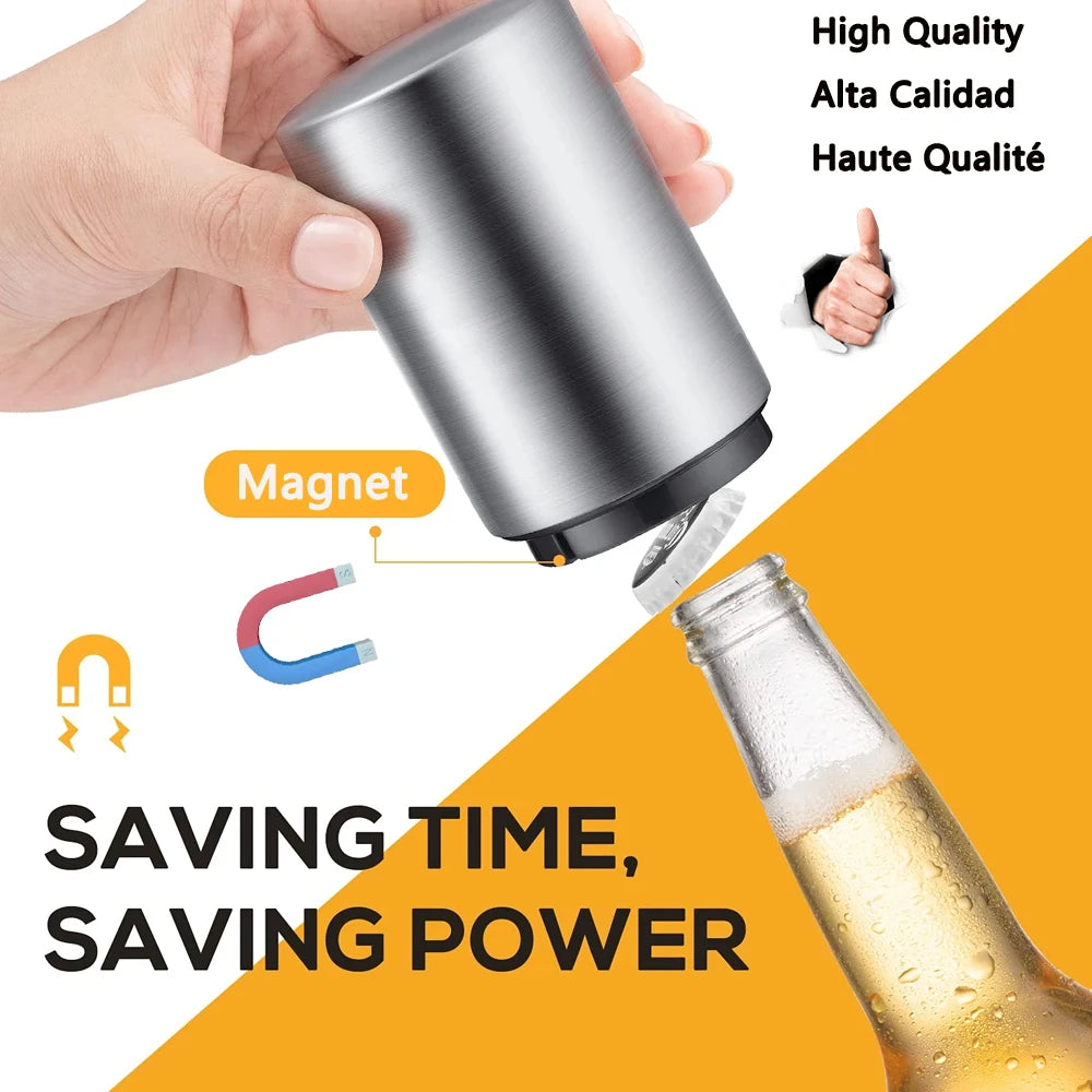 Premium Push-Down Beer Bottle Opener – Fast, Easy, No Damage
